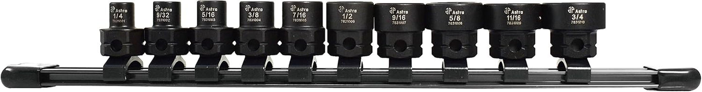 Astro Tools 78310 10-Piece 3/8 Drive Low Profile Nano Impact Sockets - SAE