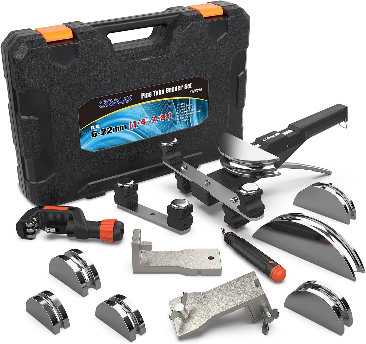 Pipe Tube Bender Set. for 1/4 to 7/8 O.D. 90¡ã Ratcheting Tubing Bender Kit with Reverse Bending Adapters and 7 Multi-Color Aluminum Heads. for HVAC Air Condition Hydraulic Work