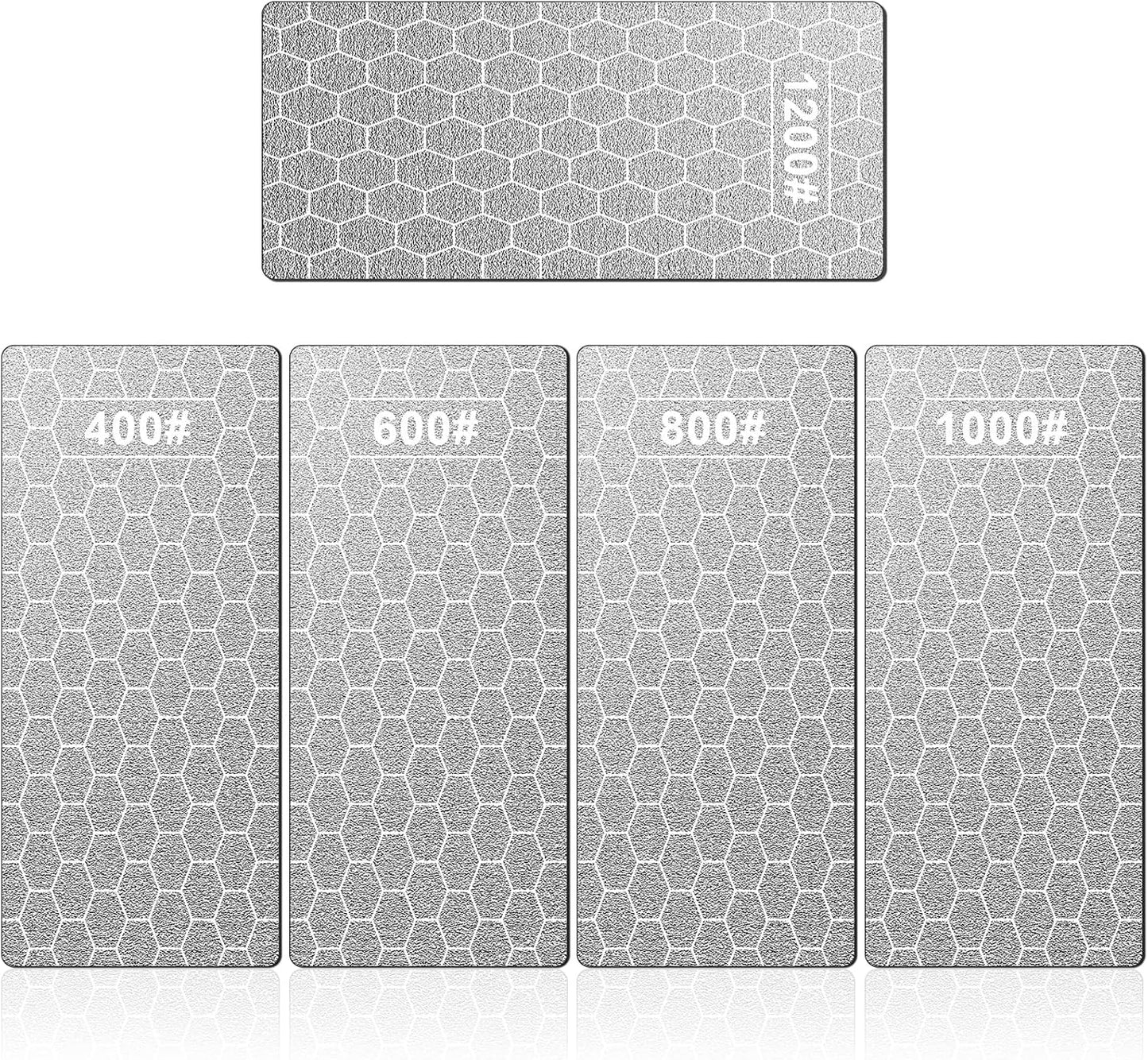 Diamond Sharpening Stone. 5 Pcs Knife Sharpening Stone with Extra Fine/Coarse Plate and Non-slip Base. 400/600/800/1000/1200 Grit