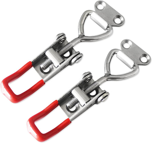 2pcs Toggle Latch Clamp 4001. Adjustable 304 Stainless Steel Pull Hasp Latches. Quick Release Hand Tool Toggle Clamp for Smoker Lid Jig.Case Trunk.Door.220Lbs Holding Capacity