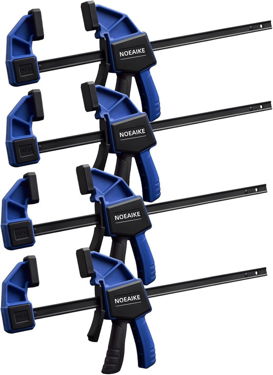 Bar Clamps for Woodworking.4-Pack Wood Clamps 12 Inch Light Duty One-Handed Woodwoking.Quick Grip/Spreader Clamps Set 150LBS Load Limit with Quick Change Button.