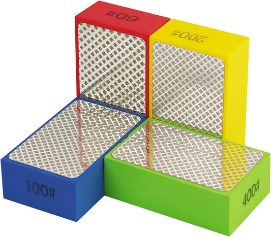 Diamond Polishing Pads Sanding Blocks - Cuttte 4pcs Diamond Sanding Sponge Pads Tile Tools 60#. 100#. 200#. 400# for Wood Ceramic Tile Glass Grinder