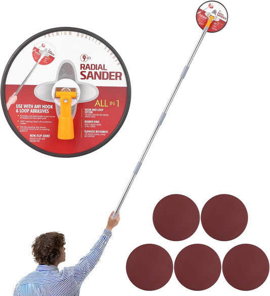 Pole Sander for Drywall. 86-inch Manual Hand Drywall Sander with Extension Pole. Perfect for Painting. Complete with 5pcs Sanding Sheets (80. 100. 120. 180. 240 Grit)
