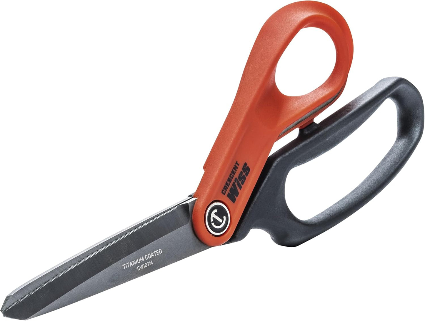 Crescent Wiss 10 Heavy-Duty Titanium Coated Tradesman Shears - Industrial Utility Shears Scissors for Cutting Leather. Wire. Cardboard - CW10TM