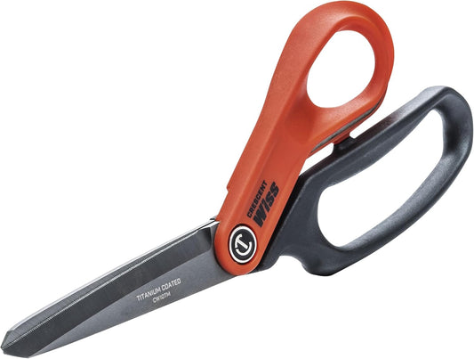 Crescent Wiss 10 Heavy-Duty Titanium Coated Tradesman Shears - Industrial Utility Shears Scissors for Cutting Leather. Wire. Cardboard - CW10TM
