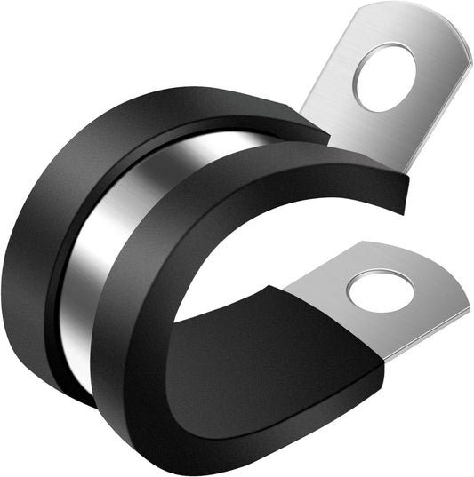 1/2 Inch Cable Clamp. 25 Pack Stainless Steel Wire Clamp. Rubber Metal Hose Clamps for Wire Line Clips. Pipe. Hose Bracket. Tube Holder (14mm)