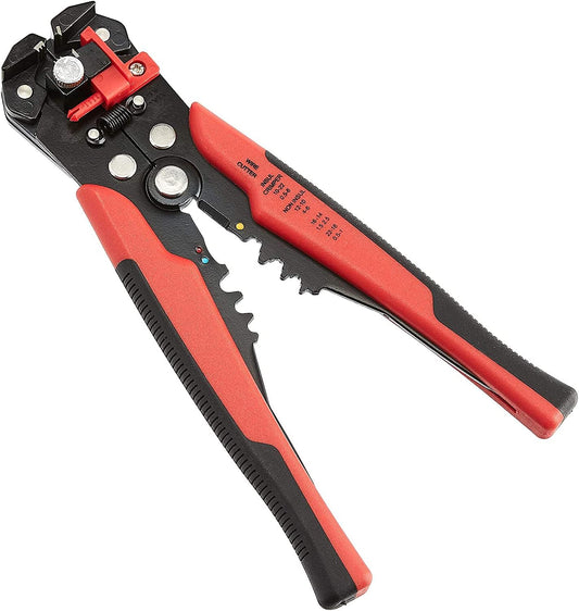 Amazon Basics Professional Self-Adjusting Wire Strippers and Crimper Tool. Black/Red
