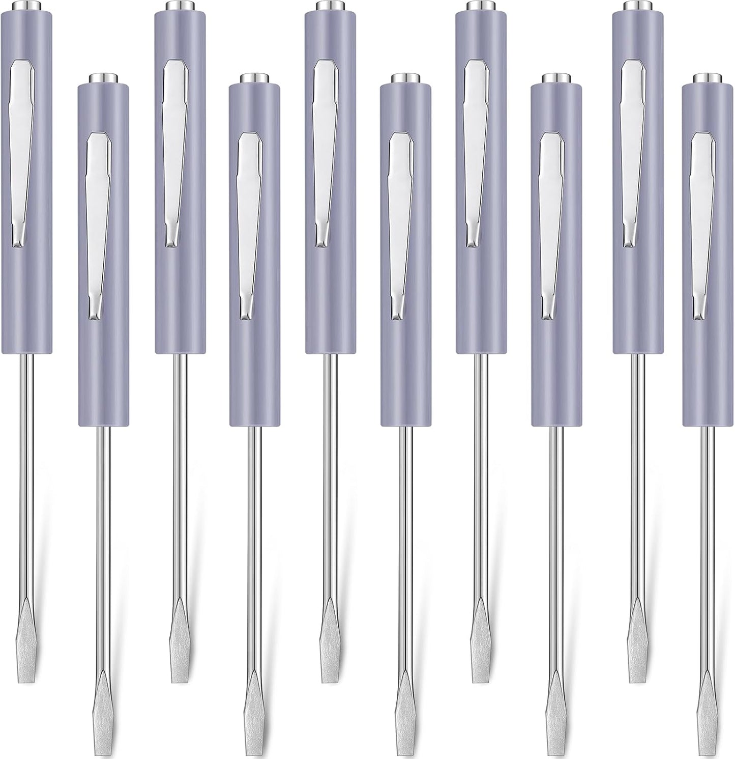 Honoson 10 Pieces Pocket Screwdriver Mini Tops and Pocket Clips Magnetic Slotted Small Screw Driver with a Single Blade Head for Mechanical. Electrician(Green)