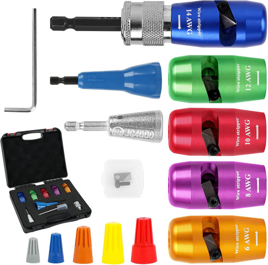 Wire Stripper for Drill.Electric Wire Stripping and Twisting Tool for AWG 14-12-10-8-6 Gauge. 8 in 1 Professional Wire Stripper Tool.Electrician Tools Wire Nut Twister and Wire Twister Tool for Drill